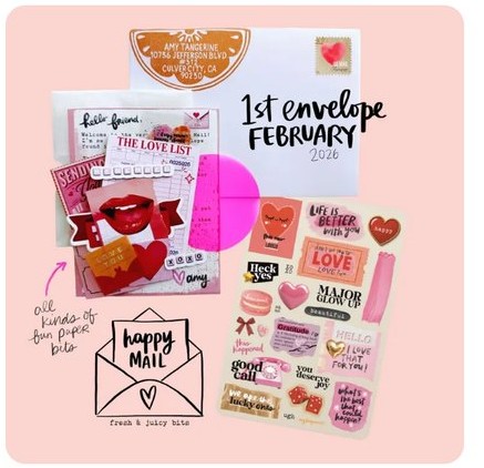 What a month of the club we run contains, from its own page (amytangerine.com/happy-mail)